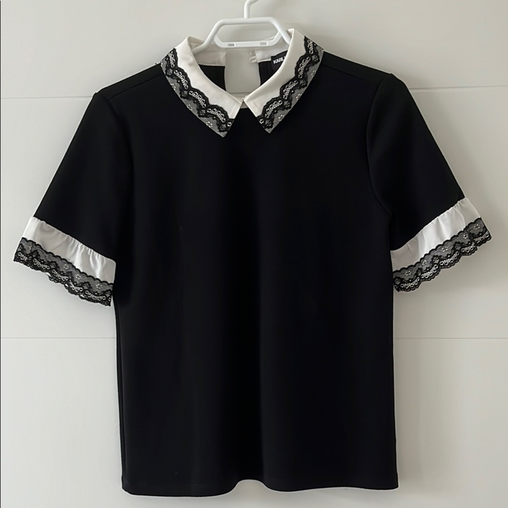 Elegant Black Lace Trim Top